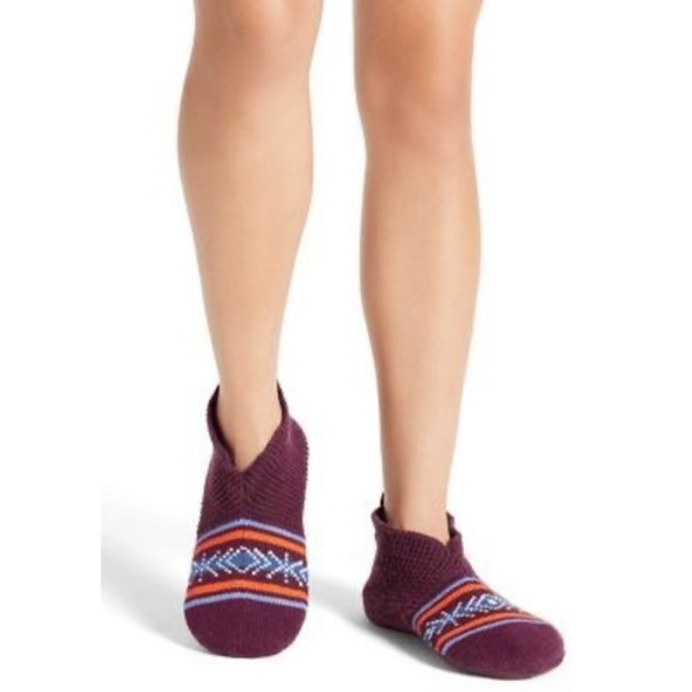 Bombas Purple Fair Isle Knit Gripper Slipper Socks Women Medium Aztec Print Sz M